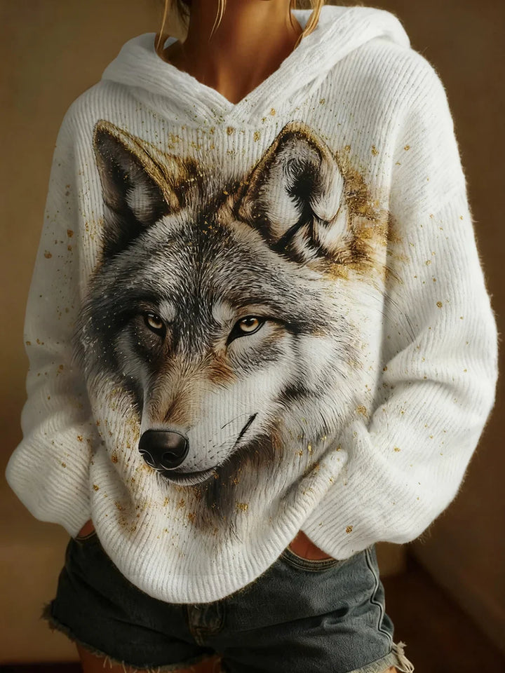 Winter Wolf Art Print Sweater