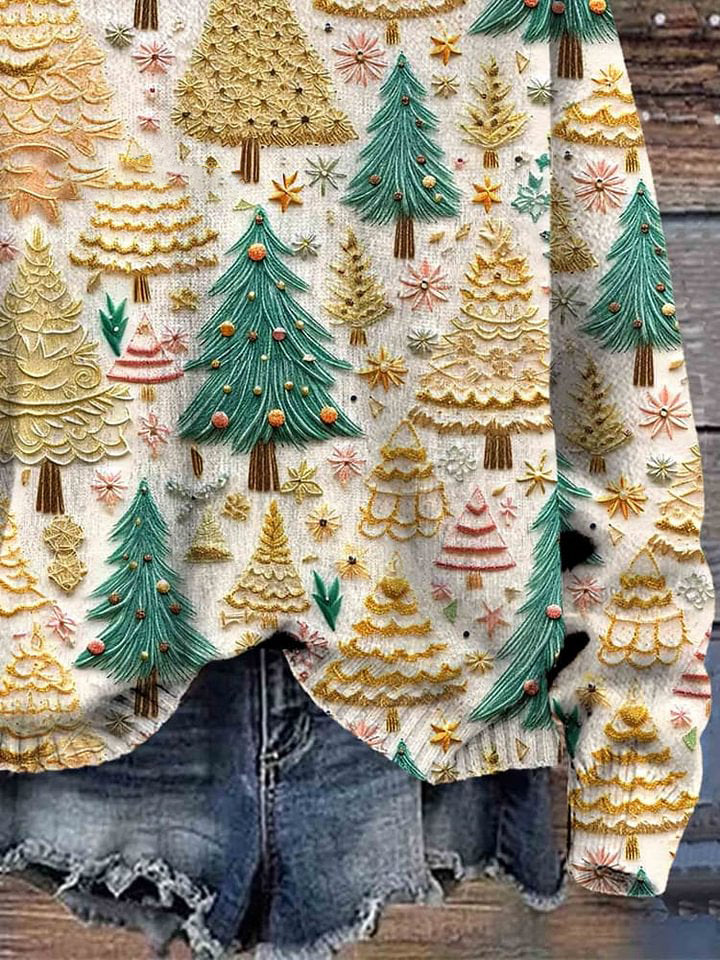 Christmas Tree  Art Print Knit Pullover Sweater