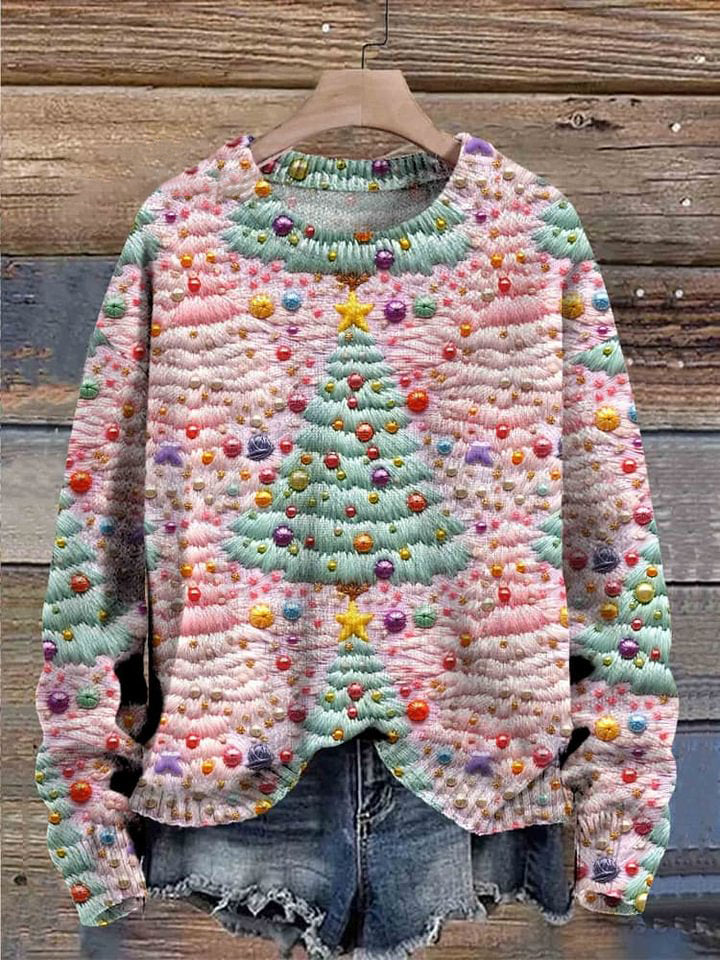 Christmas Tree  Art Print Knit Pullover Sweater