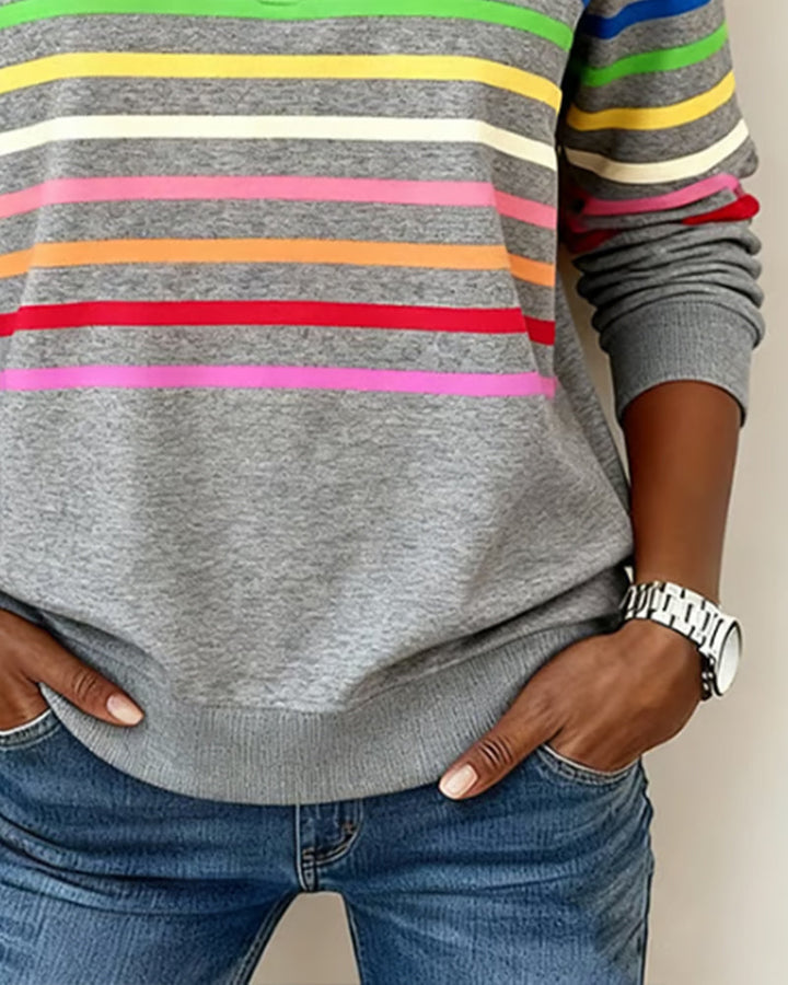 Carmen | Half-Zip Sweatshirt with Rainbow Stripes