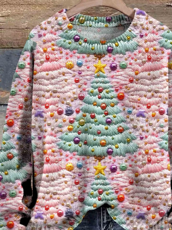 Christmas Tree  Art Print Knit Pullover Sweater