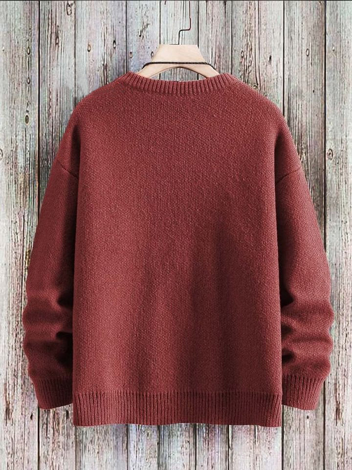 Cute Winter Cat Art Pattern Print Casual Knit Pullover Sweater