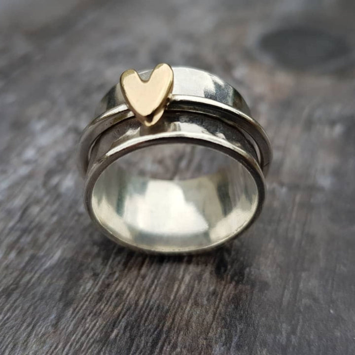 Mireia - Silver Ring with Golden Heart