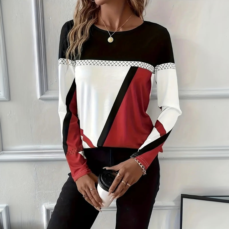 Casual T-Shirt with Color Block Design