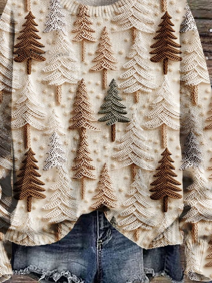 Christmas Gift Christmas Tree Art Print Knit Pullover Sweater