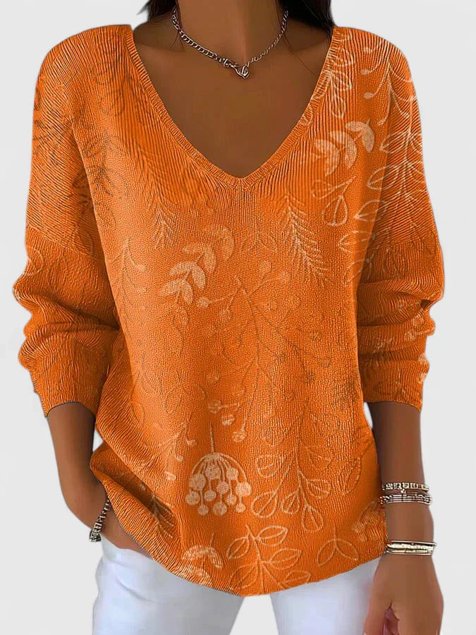 MIRELLE | Cotton-blend sweater with leaf pattern