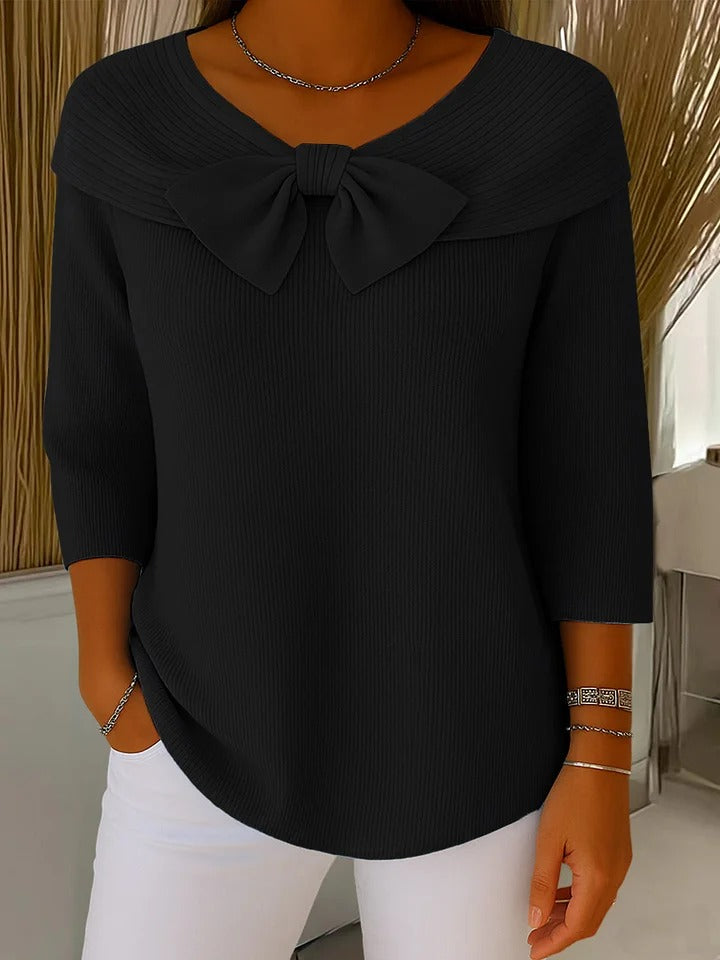 Serenna | Women's Sweater with Bow and Round Neckline