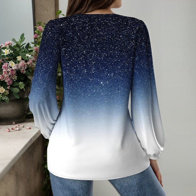 Casual Blouse with Gradient Color