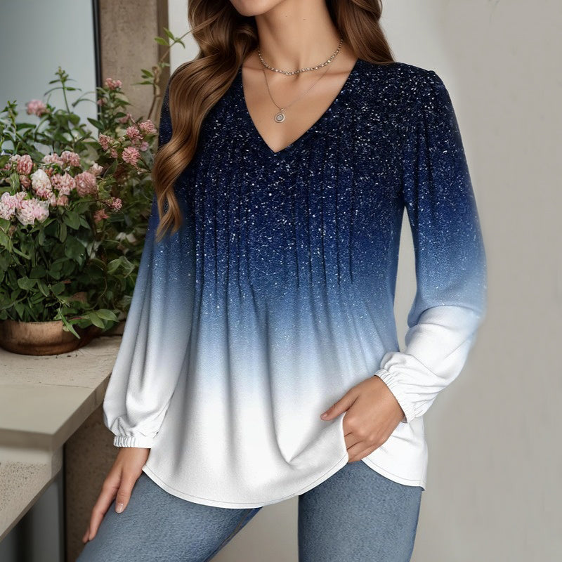 Casual Blouse with Gradient Color